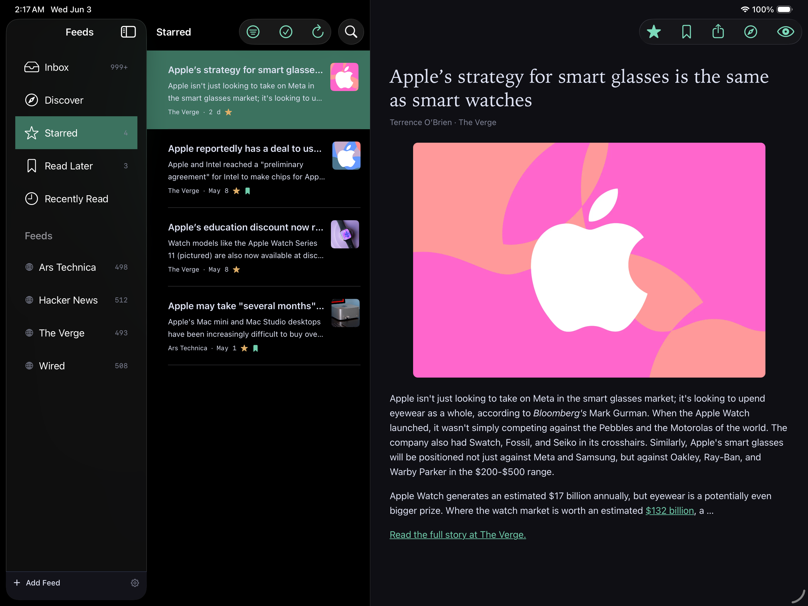 SereneReader on iPad, screenshot 1 of 6