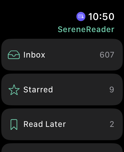 SereneReader on Apple Watch, screenshot 1 of 3